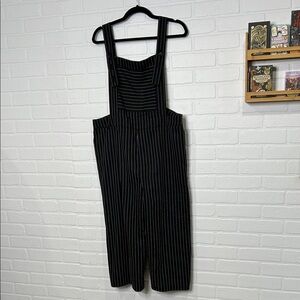 Cider Black and White Pinstripe Overalls Jumpsuit